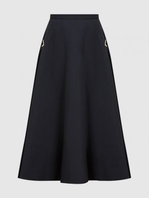 Шелковая шерстяная юбка из крепа Valentino синяя