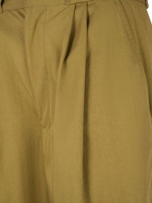 Spodnie bawełniane relaxed fit plisowane Lemaire khaki