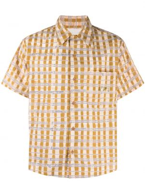 Καρό βαμβακερό πουκάμισο Story Mfg. κίτρινο