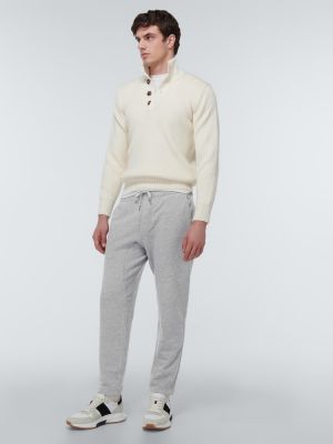 Pantaloni tuta di cotone in jersey Tom Ford grigio