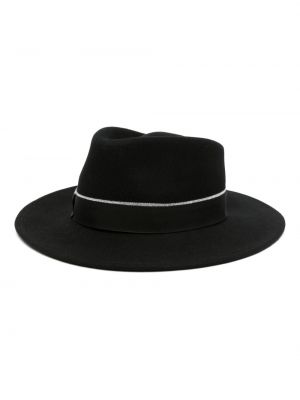 Vlnená čiapka s mašľou Borsalino čierna