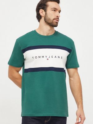 Тениска с дълъг ръкав с принт Tommy Jeans зелено