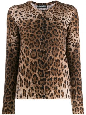 Leopardí kardigan s potiskem Dolce & Gabbana hnědý