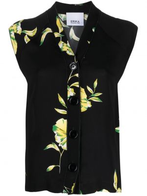 Блуза на цветя с принт Erika Cavallini черно