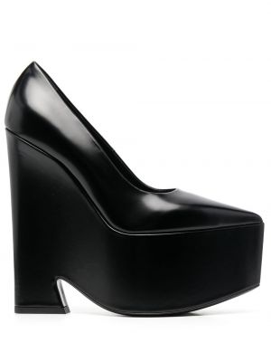 Pantofi cu toc din piele cu platformă Versace negru