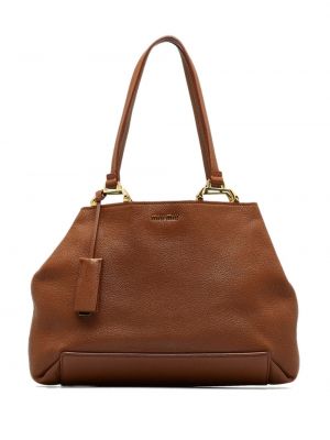 Kožená nákupná taška Miu Miu Pre-owned hnedá