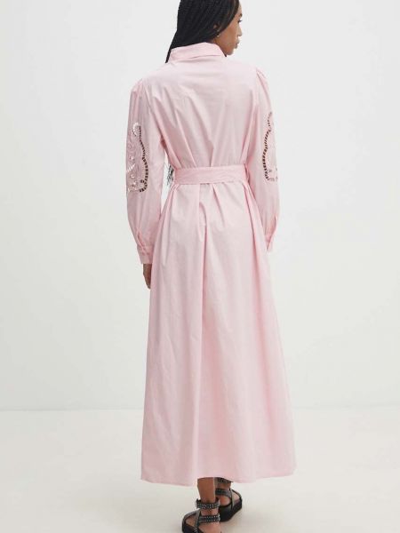 Pamut hosszú ruha Answear Lab rózsaszín