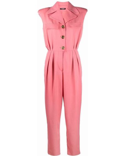 Ermeløs ull jumpsuit Balmain rosa