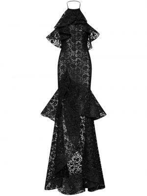 Коктейлна рокля с дантела Oscar De La Renta черно