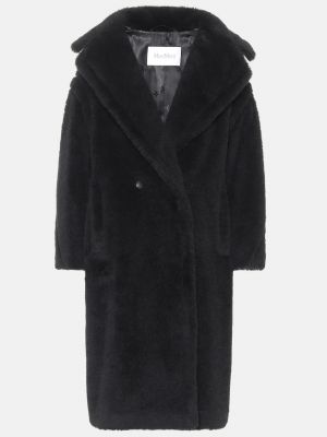 Шерстяное пальто из альпаки Max Mara черное
