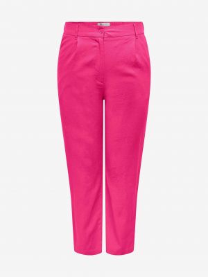 Lněné kalhoty Only Carmakoma růžové