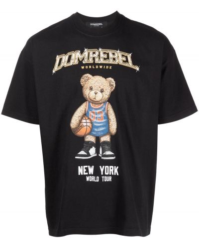 Βαμβακερή μπλούζα με σχέδιο Domrebel μαύρο