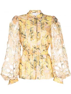 Bluza s cvetličnim vzorcem s potiskom Acler rumena