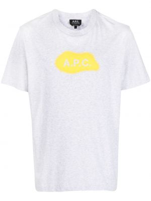 Bavlněné tričko s potiskem A.p.c. šedé