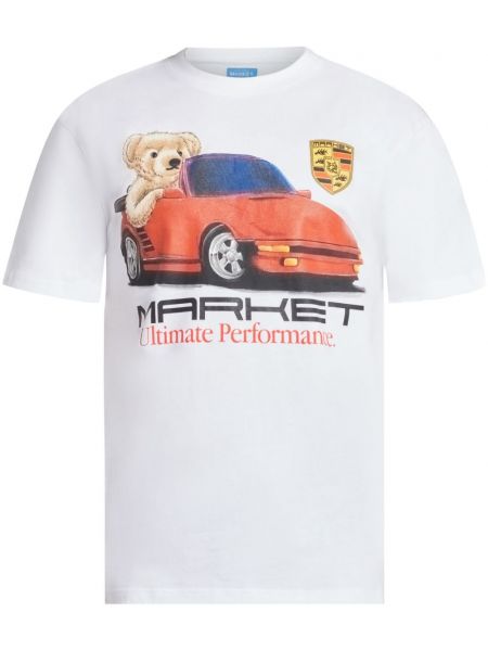 Памучна тениска с принт Market бяло