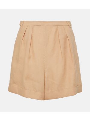 Pantalones cortos de lino plisados Loro Piana beige