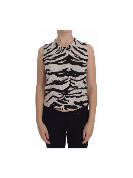 Kaschmir top mit print mit zebra-muster Dolce & Gabbana schwarz