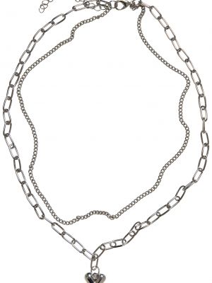 Ogrlica z vzorcem srca Urban Classics srebrna