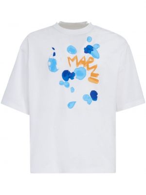 Kokvilnas t-krekls ar apdruku Marni balts