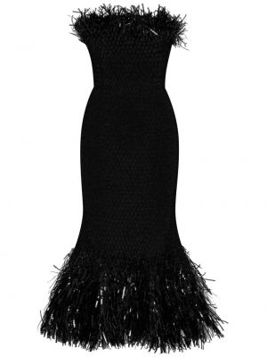 Коктейлна рокля с пайети от тюл Oscar De La Renta