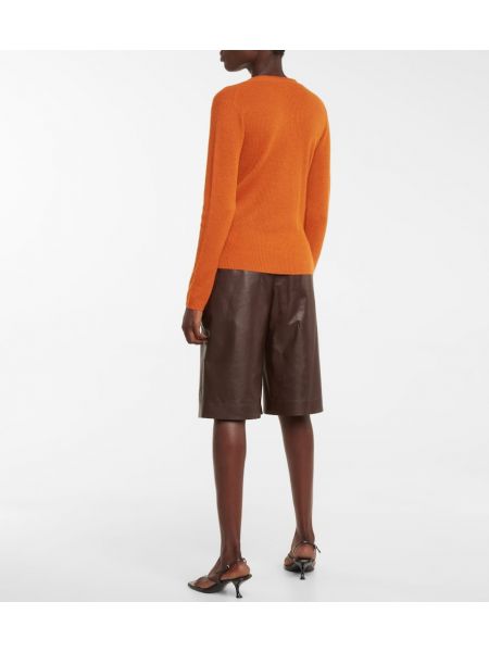 Kašmírový sveter s výstrihom do v Vince oranžová