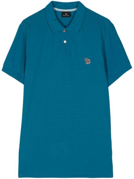 Medvilninis siuvinėtas polo marškinėliai su zebro raštu Ps Paul Smith mėlyna