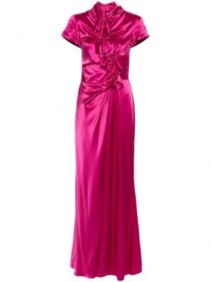 Копринена коктейлна рокля Saloni розово