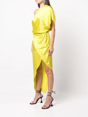 Jedwabna sukienka wieczorowa drapowana Michelle Mason żółta
