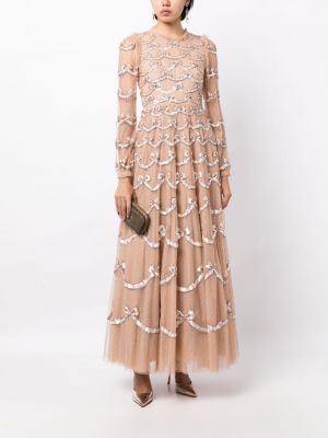 Skaidrus vakarinė suknelė su blizgučiais Needle & Thread ruda