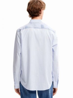 Плетеная хлопковая рубашка с длинным рукавом Desigual синяя