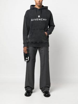 Fleecová mikina s kapucí s potiskem Givenchy šedá