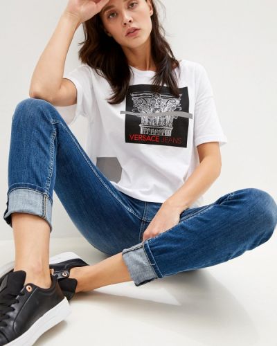Джинсовая футболка Versace Jeans, белая