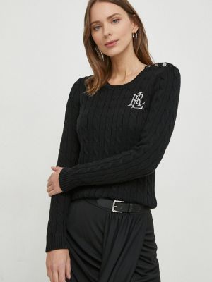 Dzianinowy sweter bawełniany Lauren Ralph Lauren czarny