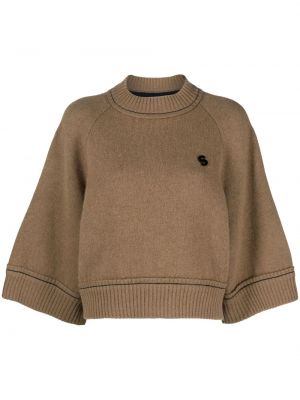 Sweter relaxed fit Sacai brązowy