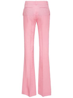 Žakárové vlněné kalhoty Versace růžové