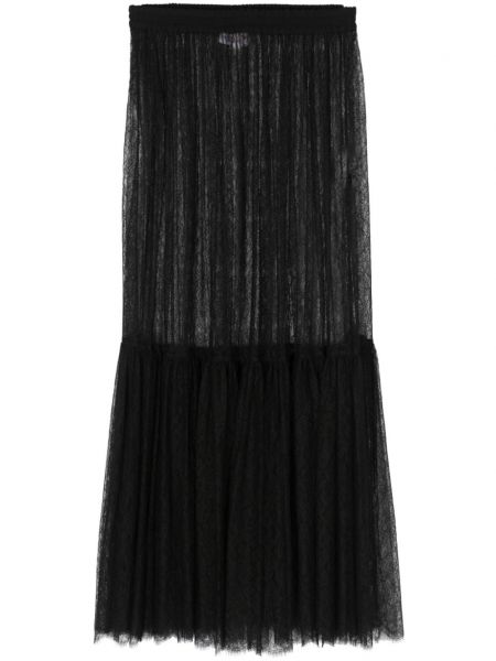 Čipkovaná priehľadná kvetinová sukňa Michael Kors Collection čierna