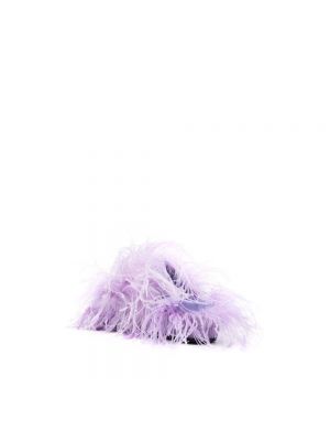Sandalias de cuero con plumas de plumas The Attico violeta