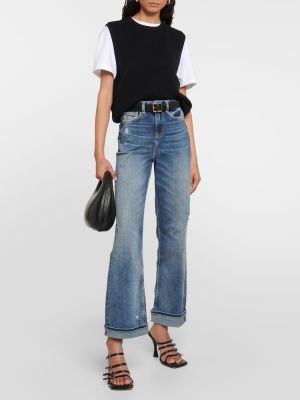Voľné bootcut džínsy s vysokým pásom Ag Jeans modrá