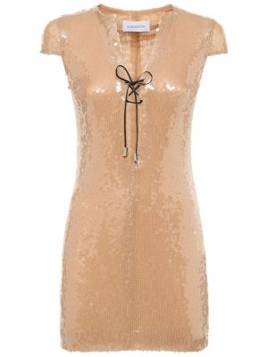 Nėriniuotas mini suknele su raišteliais 16arlington smėlinė