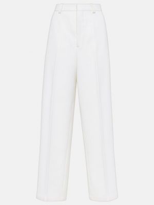 Шерстяные широкие брюки с высокой талией Ami Paris белые