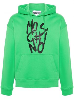 Pamučna hoodie s kapuljačom s printom Moschino zelena