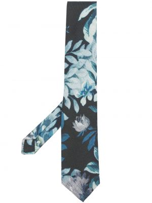 Květinová hedvábná kravata s potiskem Etro modrá