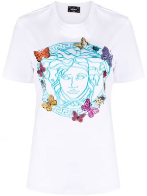 Pamut hímzett póló Versace fehér