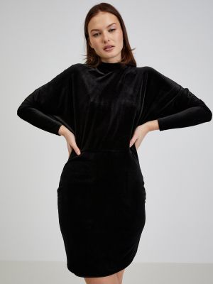 Semišové pouzdrové šaty Orsay černé