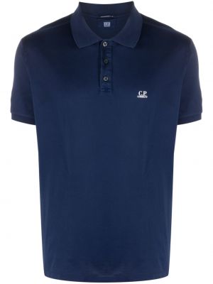Памучна поло тениска с принт C.p. Company синьо