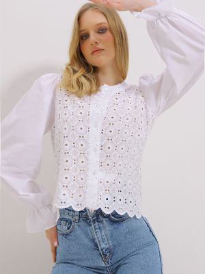 Pletena košulja Trend Alaçatı Stili bijela