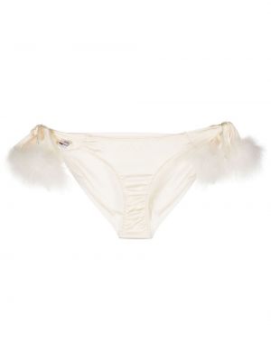 Pantalon culotte avec perles en soie à plumes Gilda & Pearl blanc