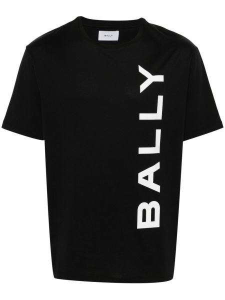 Памучна тениска с принт Bally черно