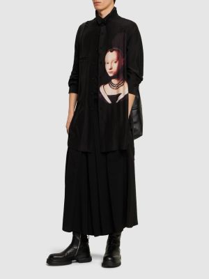 Camisa de seda Yohji Yamamoto negro