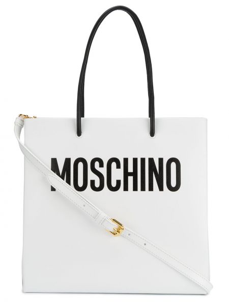 Tryckt shoppingväska Moschino vit